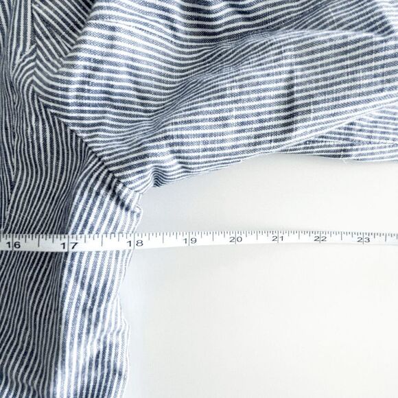 Zara Basic Womens Blazer Jacket Career Button Blue Pinstripes Linen Medium - Picture 5 of 7